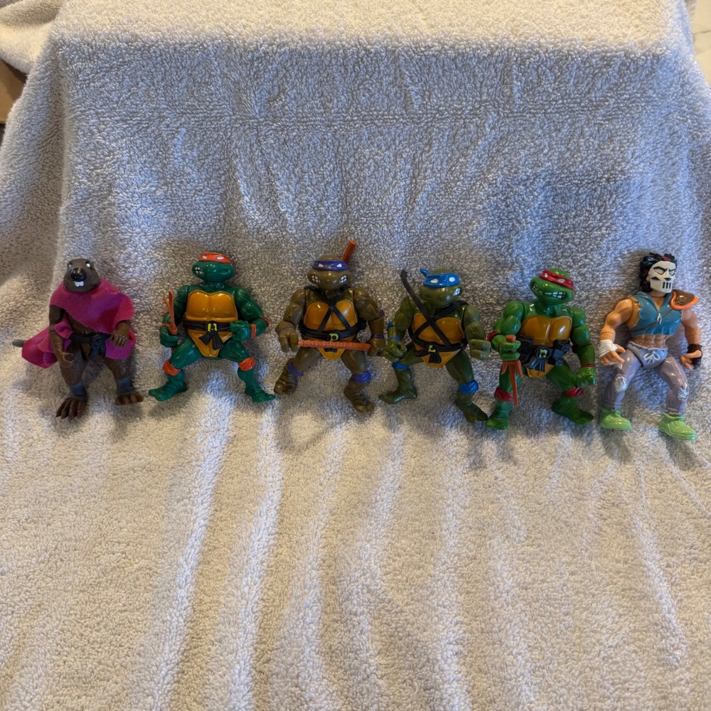Vintage 1988 TMNT Action Figure Lot Playmates Turtles Splinter Casey Jones 6pc